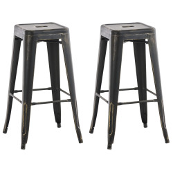 Ensemble de 2 tabourets de bar Joshua noir et or