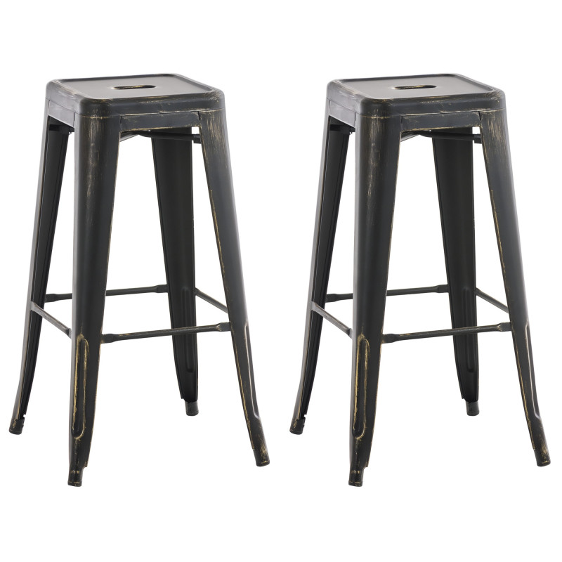 Ensemble de 2 tabourets de bar Joshua noir et or