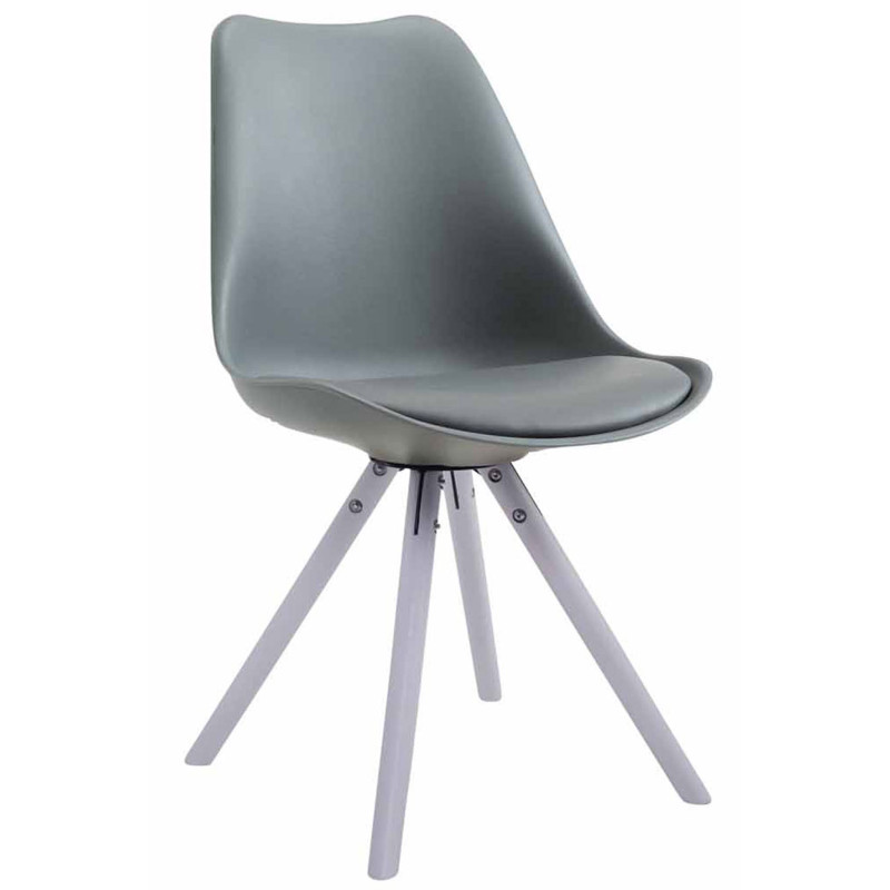 Chaise visiteur Toulouse en similicuir rond blanc gris