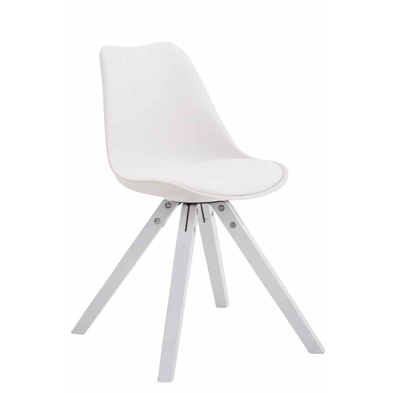 Sedia Toulouse in similpelle gambe quadrate bianco,bianco