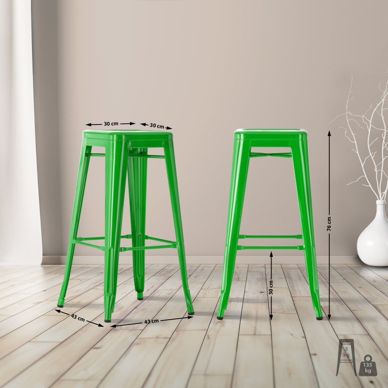 Ensemble de 2 tabourets de bar Joshua vert