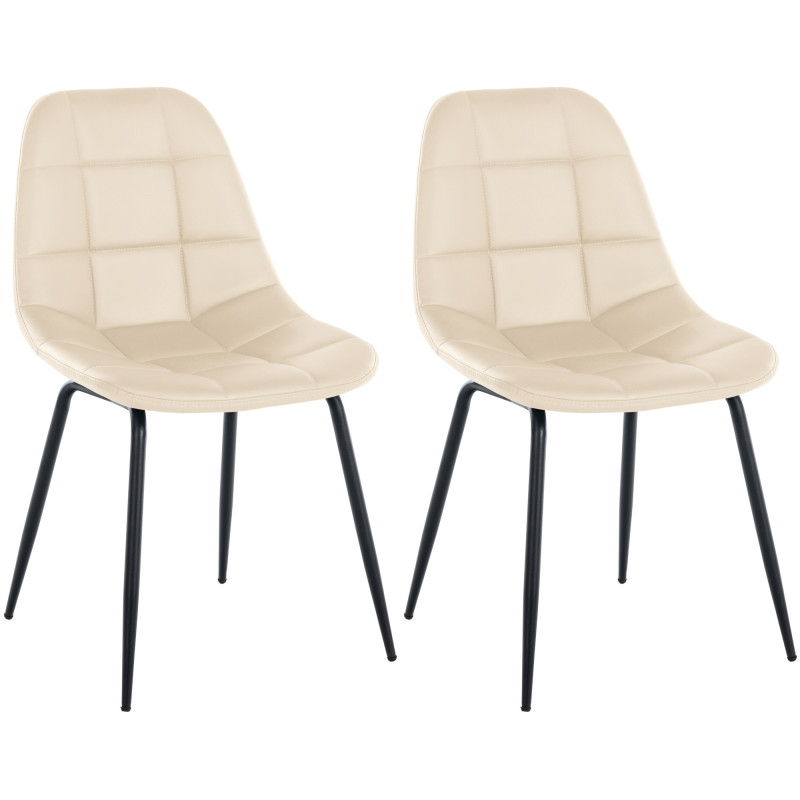 Lot de 2 chaises Tom simili cuir crème