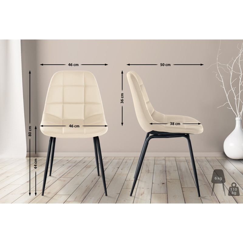 Lot de 2 chaises Tom simili cuir crème