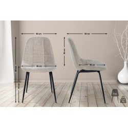 Lot de 2 chaises Tom en tissu crème