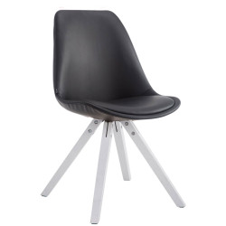 Sedia pranzo Laval in similpelle gambe quadrate bianco,nero