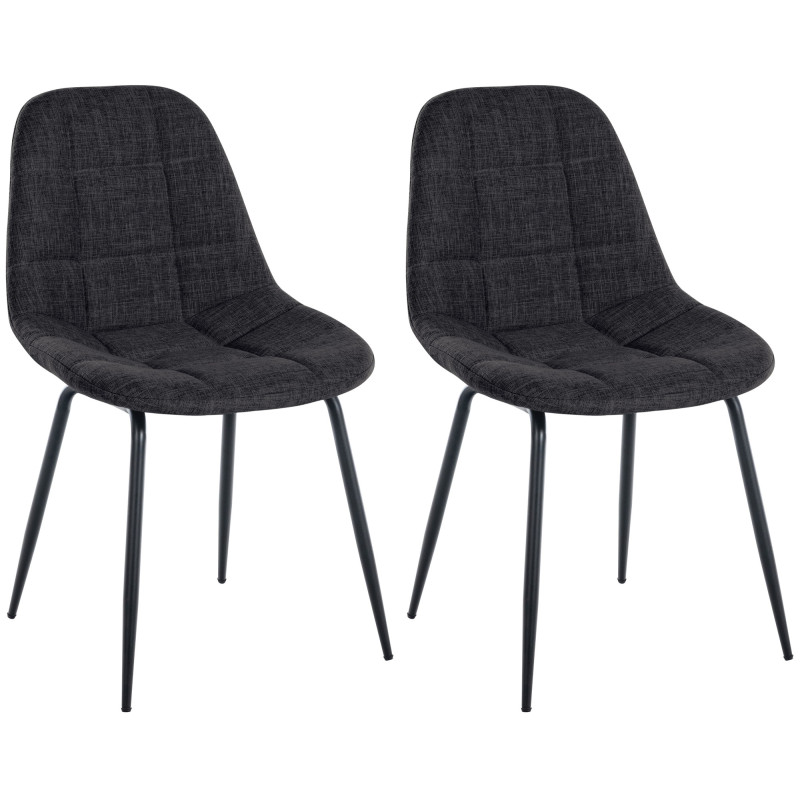 Lot de 2 chaises Tom en tissu gris foncé
