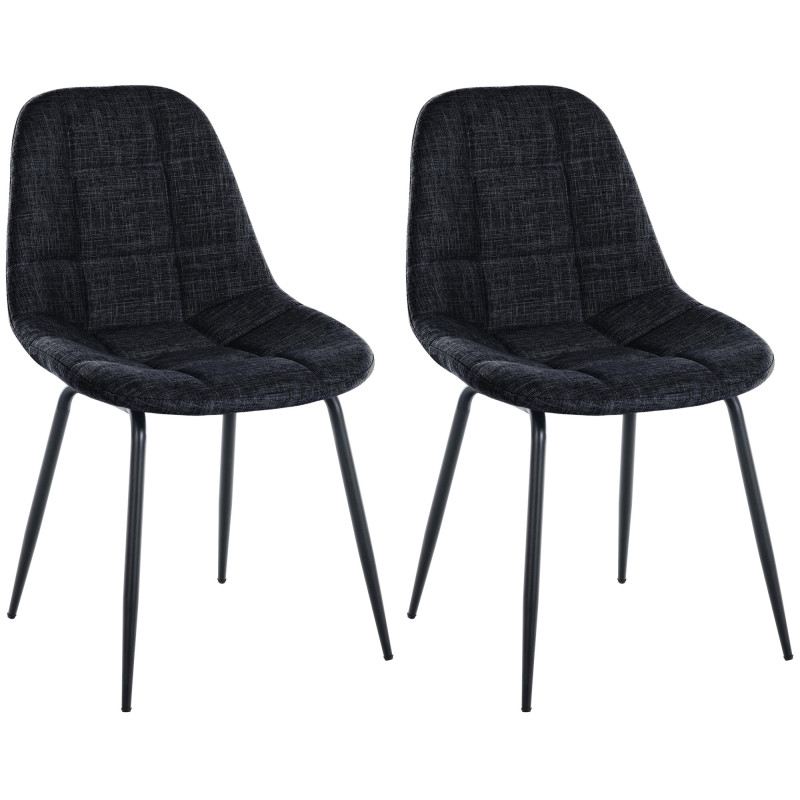 Lot de 2 chaises Tom en tissu noir