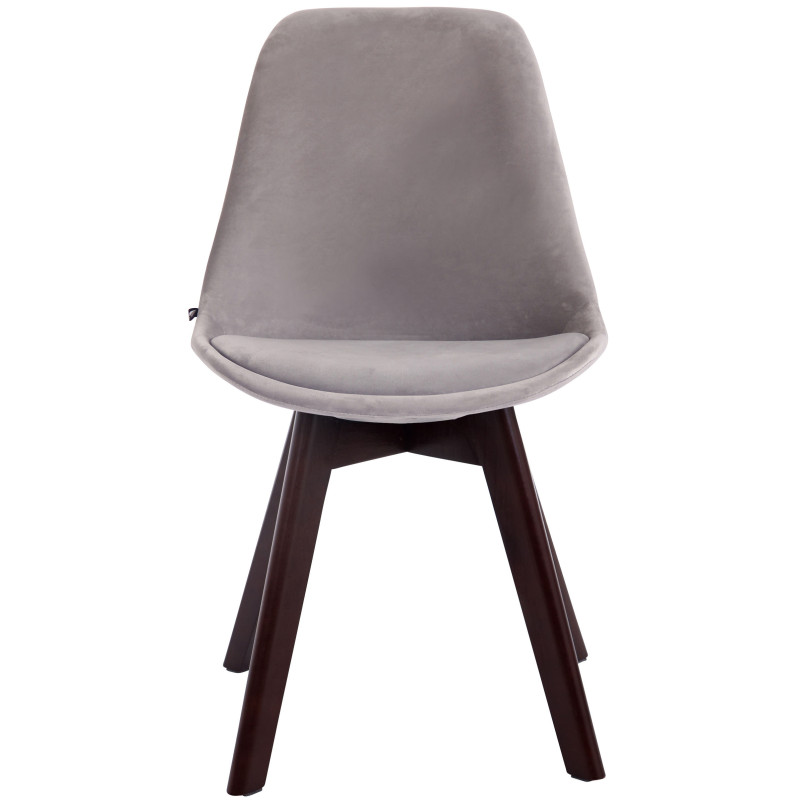 Silla Comedor Borneo V2 En Terciopelo Gris,Nogal