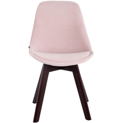 Chaise visiteur Borneo V2 velours rose noyer
