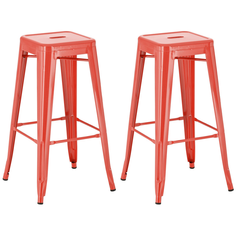 Ensemble de 2 tabourets de bar Joshua rouge