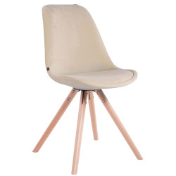 Fauteuil visiteur Toulouse rond en velours cr?me naturelle