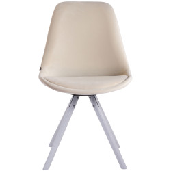 Fauteuil visiteur Toulouse rond en velours blanc cr?me