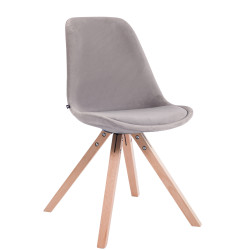 Chaise visiteur Toulouse en velours carr? gris naturel