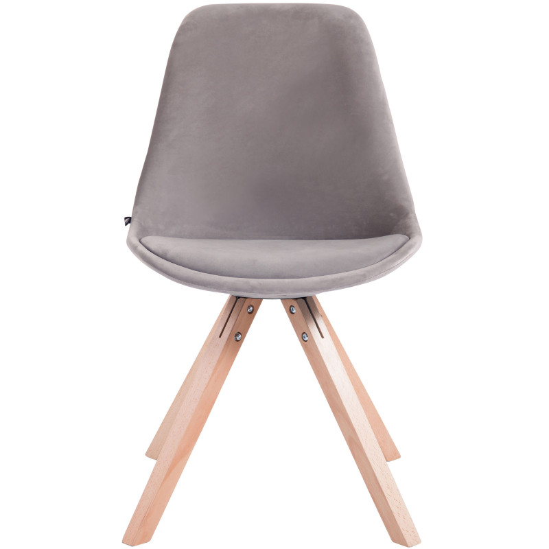 Chaise visiteur Toulouse en velours carr? gris naturel