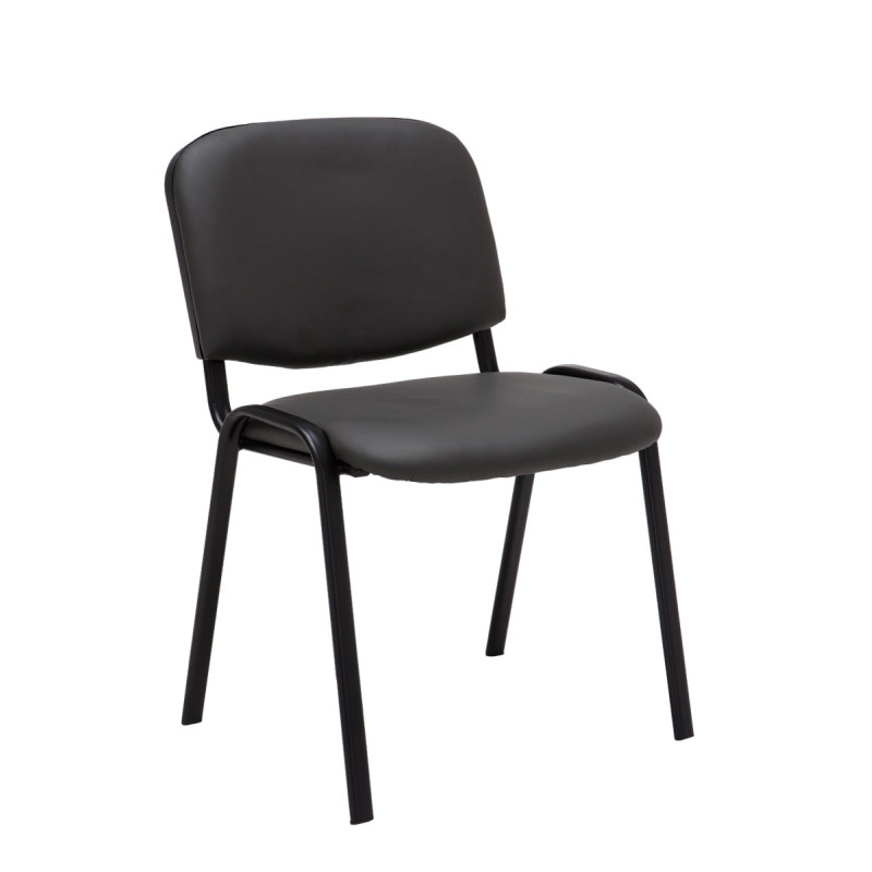 Lot de 4 chaises visiteurs Ken simili cuir gris