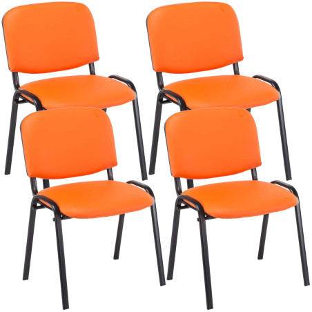 Ensemble de 4 chaises visiteurs Ken, similicuir, orange