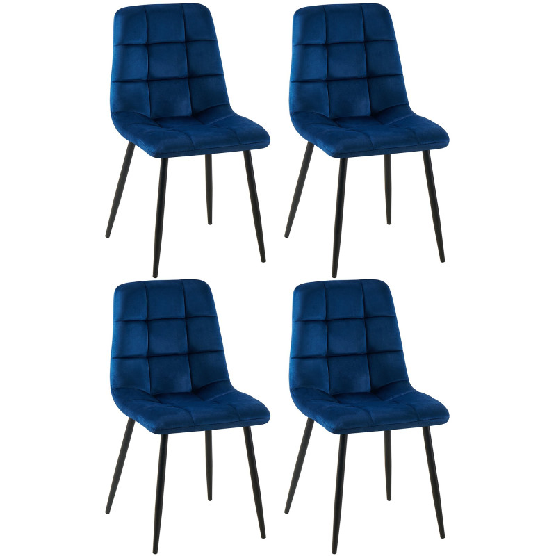Lot de 4 chaises de salle à manger Antibes bleu foncé