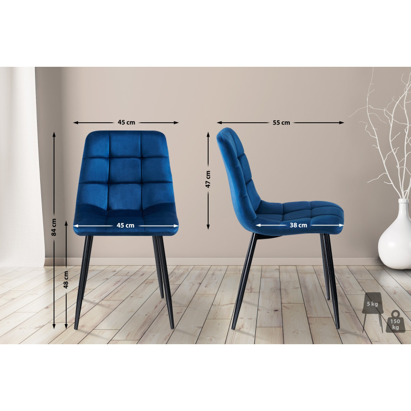 Lot de 4 chaises de salle à manger Antibes bleu foncé