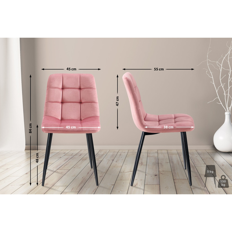 Lot de 4 chaises de salle à manger Antibes rose