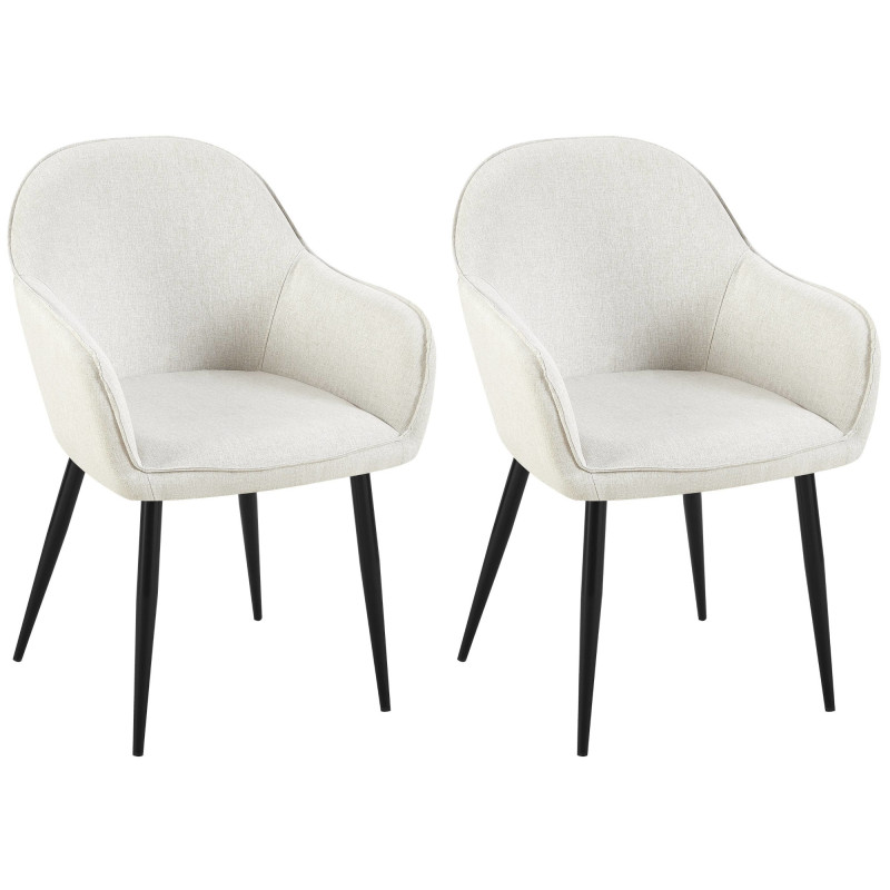 Lot de 2 chaises de salle à manger tissu Boise crème
