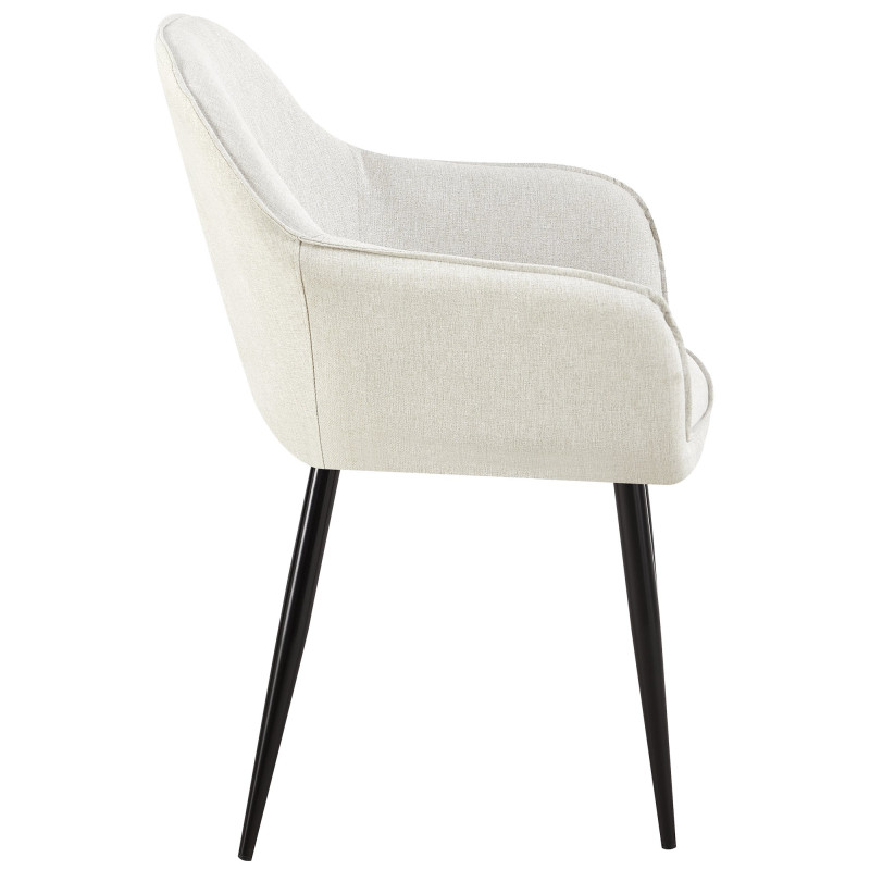 Lot de 2 chaises de salle à manger tissu Boise crème