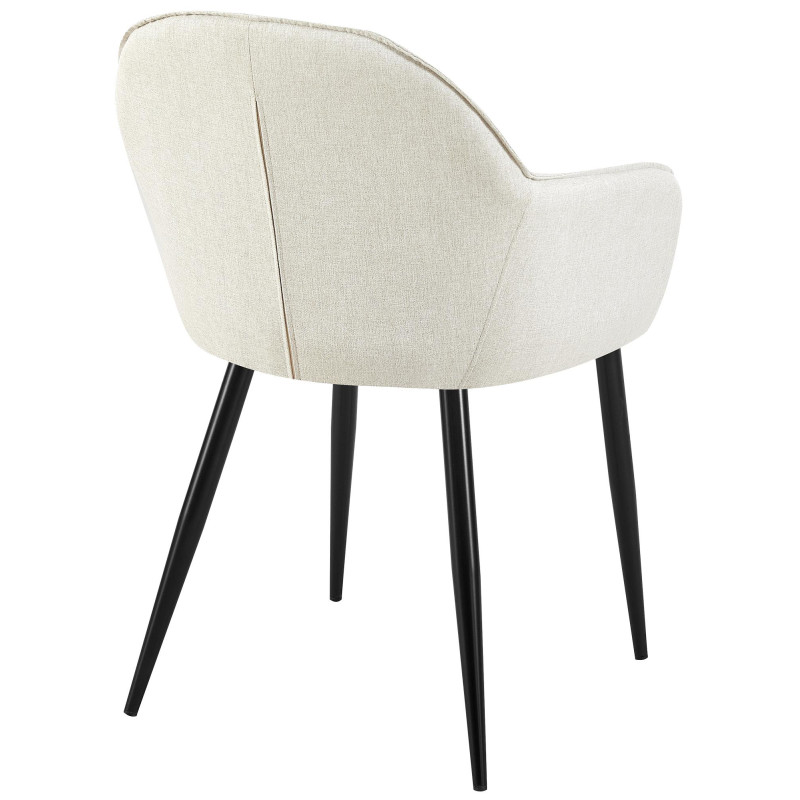 Lot de 2 chaises de salle à manger tissu Boise crème