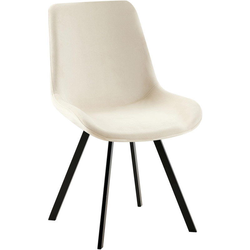 Chaise de salle à manger en velours Lewes crème