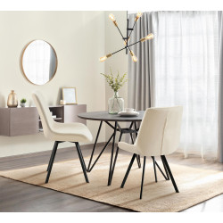 Chaise de salle à manger en velours Lewes crème