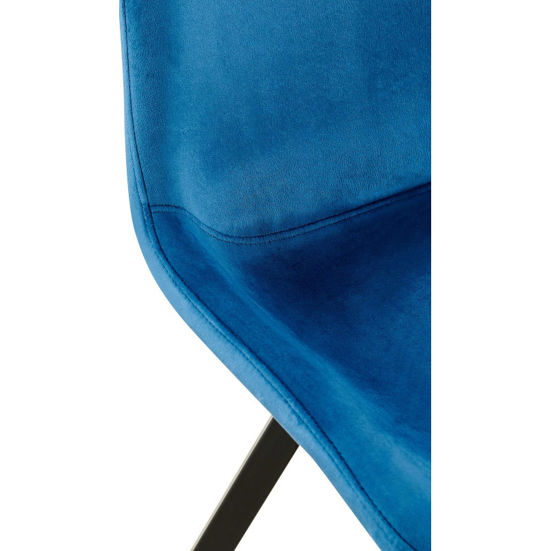 Chaise de salle à manger en velours Lewes bleu foncé