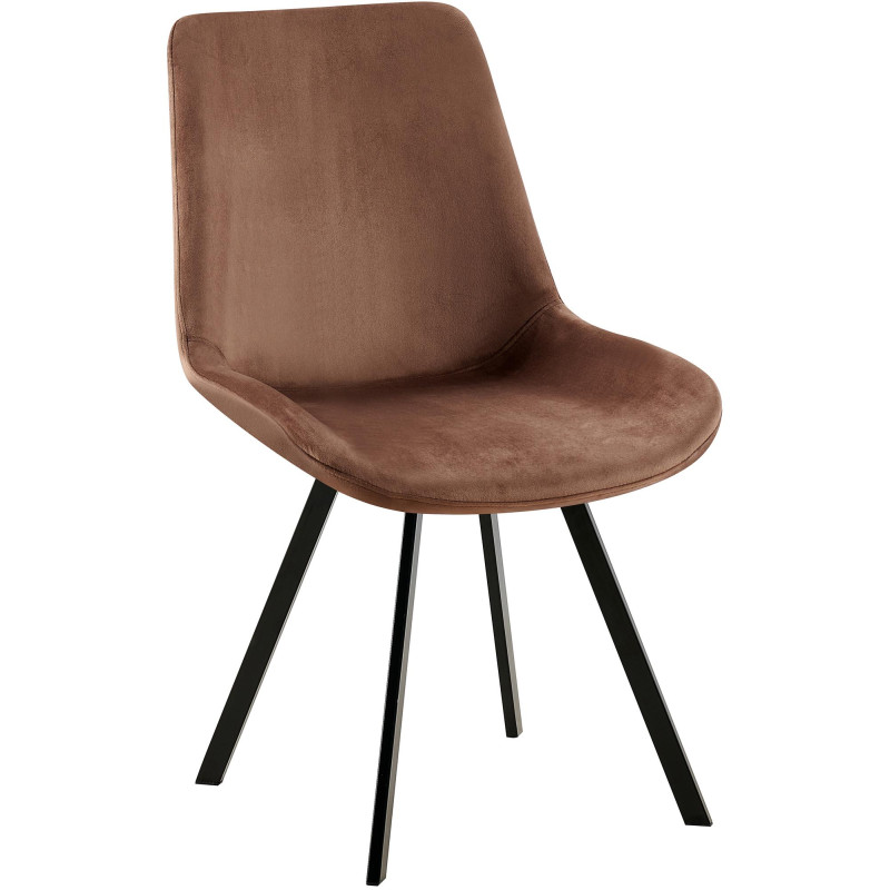 Chaise de salle à manger en velours Lewes brun