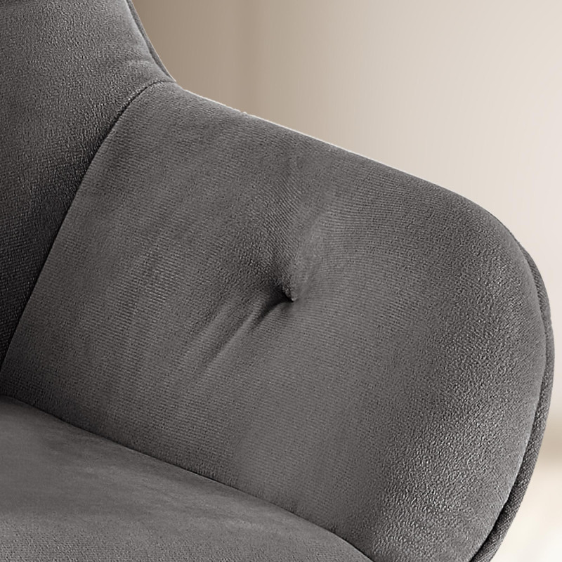 Fauteuil visiteur en velours Cassis, gris fonc?