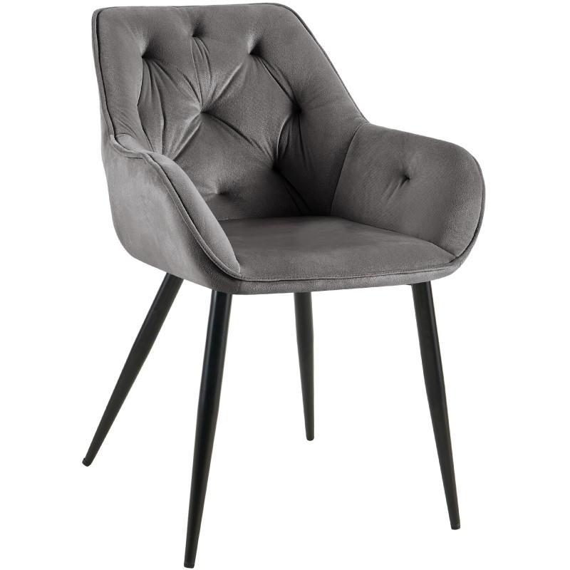 Fauteuil visiteur en velours Cassis, gris fonc?
