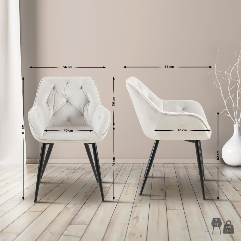 Silla para salón Cassis en terciopelo Terciopelo,Gris claro