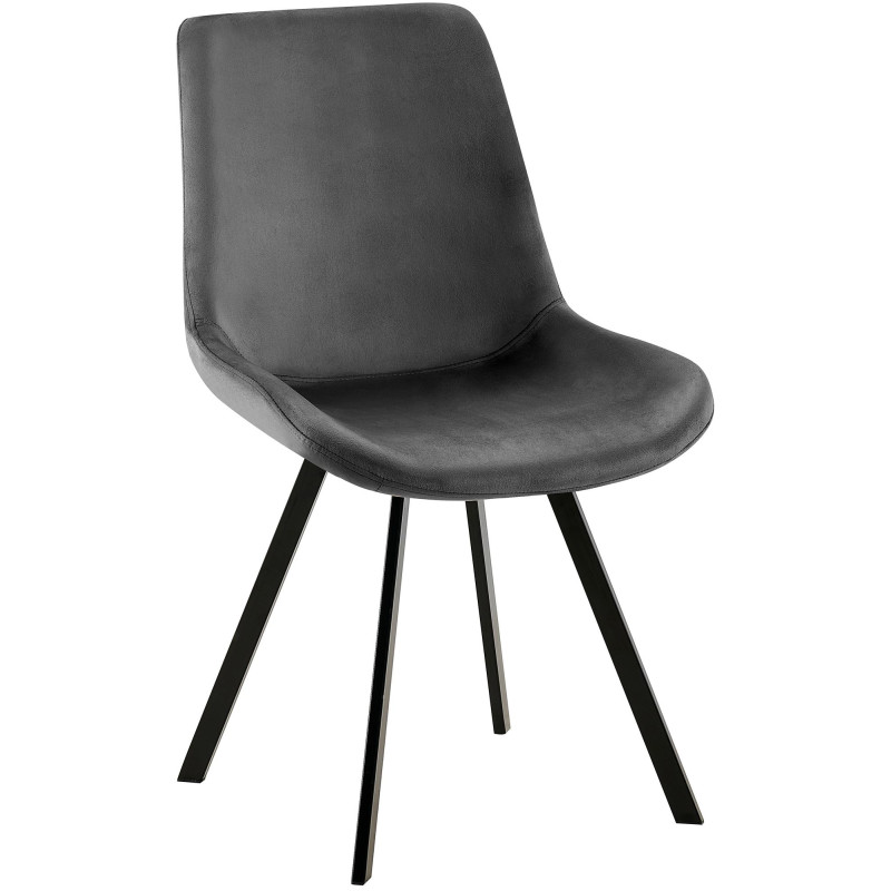 Chaise de salle à manger en velours Lewes gris foncé