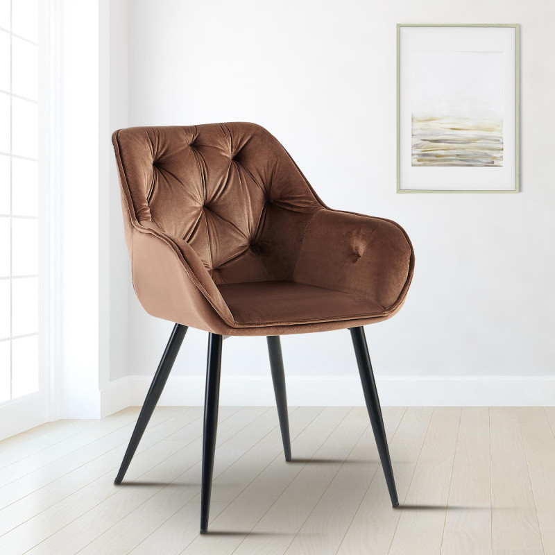 Silla para salón Cassis en terciopelo Terciopelo,Marrón