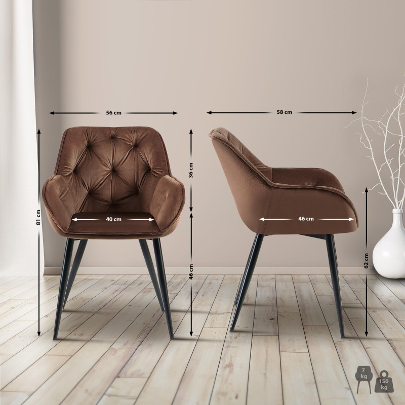 Fauteuil visiteur Cassis en velours marron