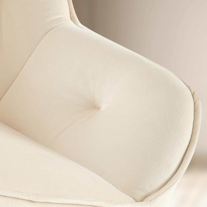 Silla para salón Cassis en terciopelo Terciopelo,Crema