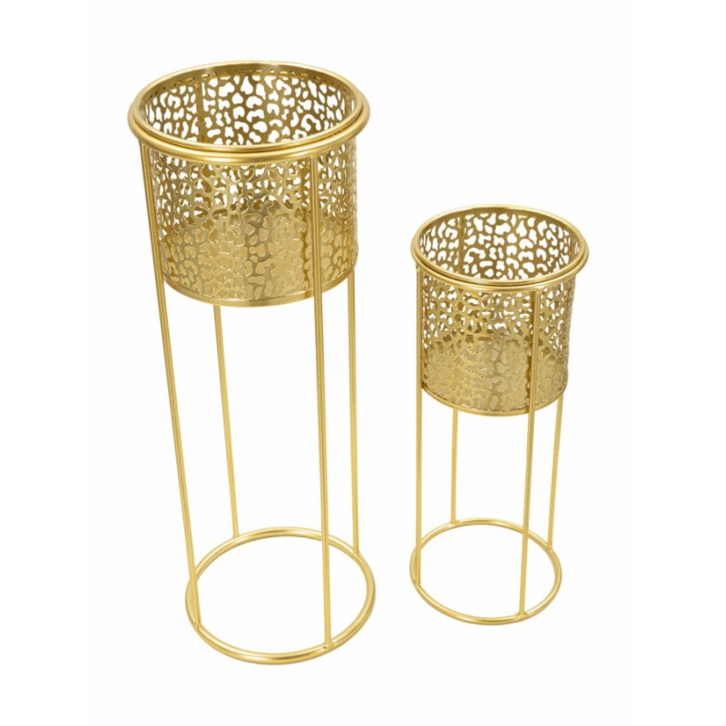 LOT DE 2 PORTE-VASE NAT CM Ø 17X46-14X34