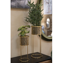 LOT DE 2 PORTE-VASE NAT CM Ø 17X46-14X34