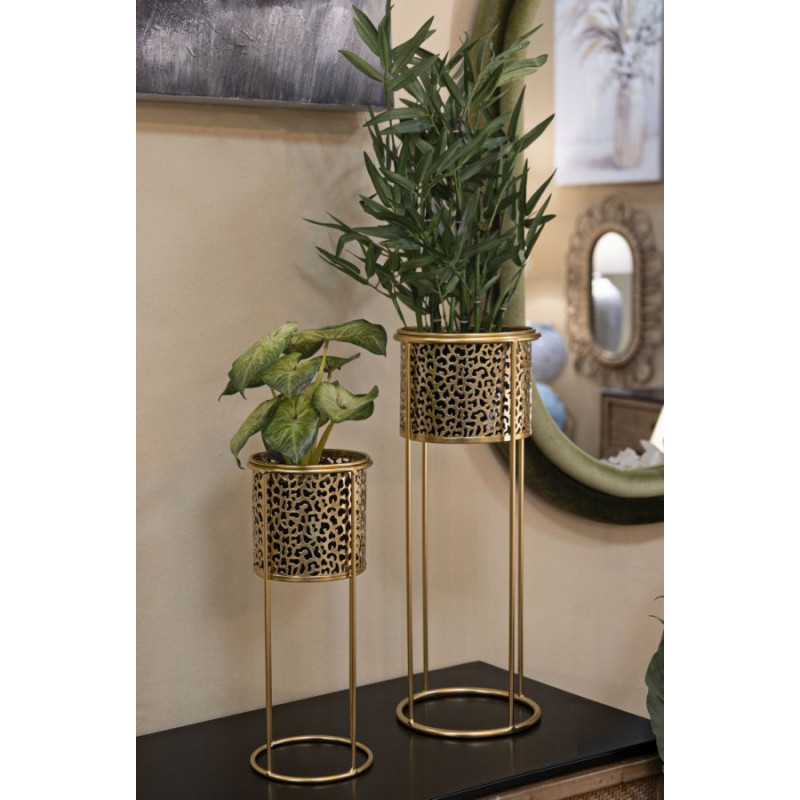 LOT DE 2 PORTE-VASE NAT CM Ø 17X46-14X34