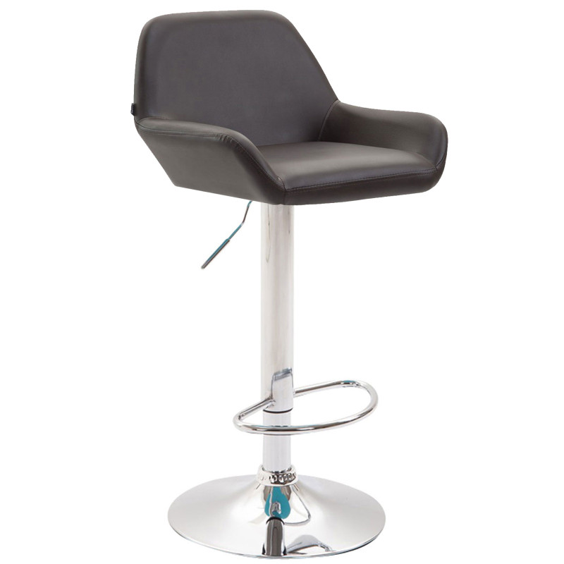Tabouret de bar Braga en cuir artificiel chromé brun