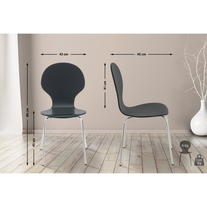 Silla De Comedor Apilable Diego Negro