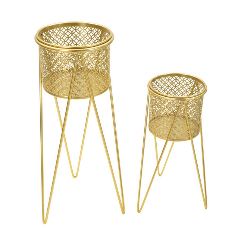 LOT DE 2 PORTE-VASE NAT CM 21X20X46-18X18X32