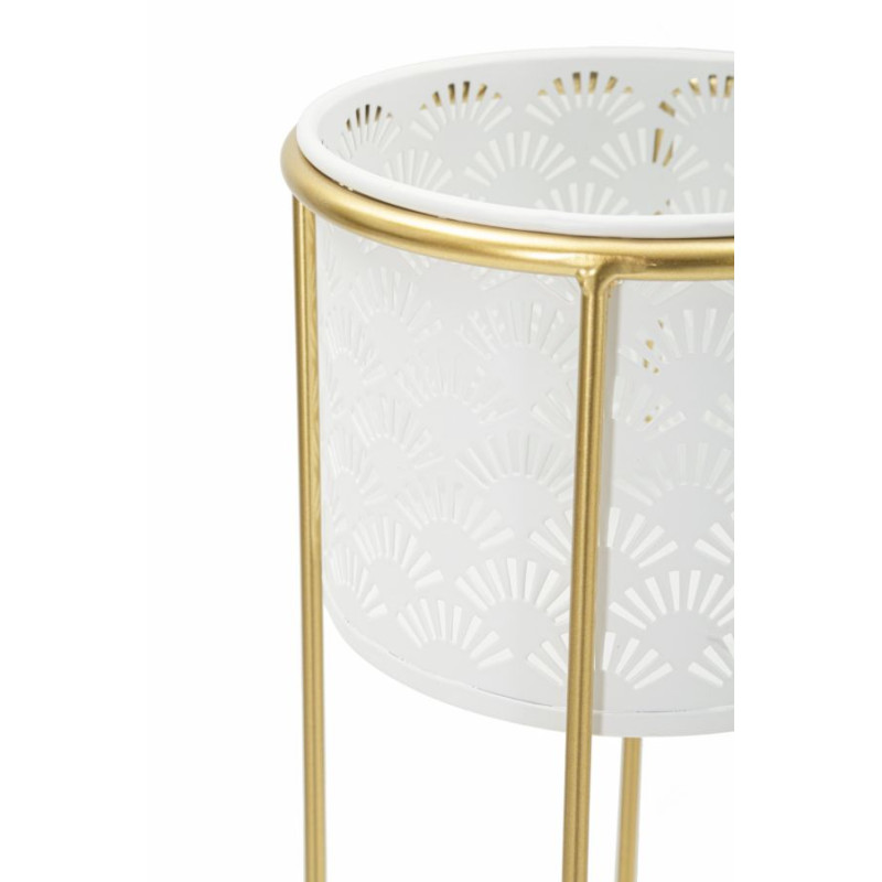 LOT DE 2 PORTE-VASE BLANC CM Ø 17X46-14X34