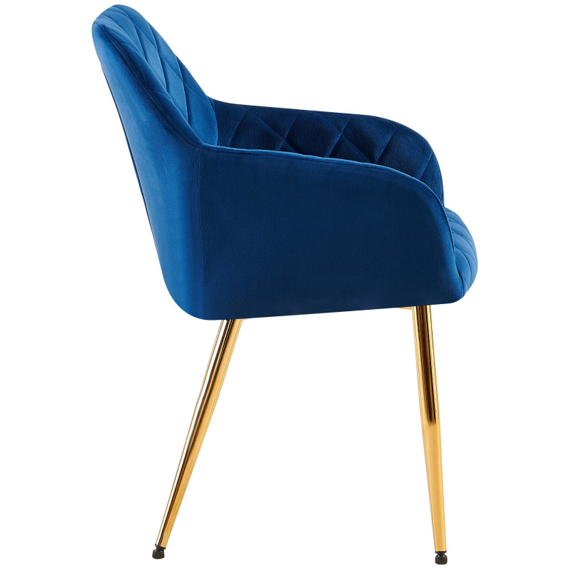 Chaise de salle à manger Monett velours G bleu foncé
