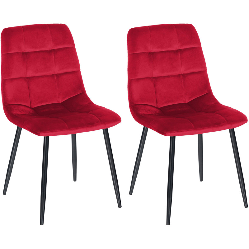 Lot de 2 chaises de salle à manger Tilde velours rouge