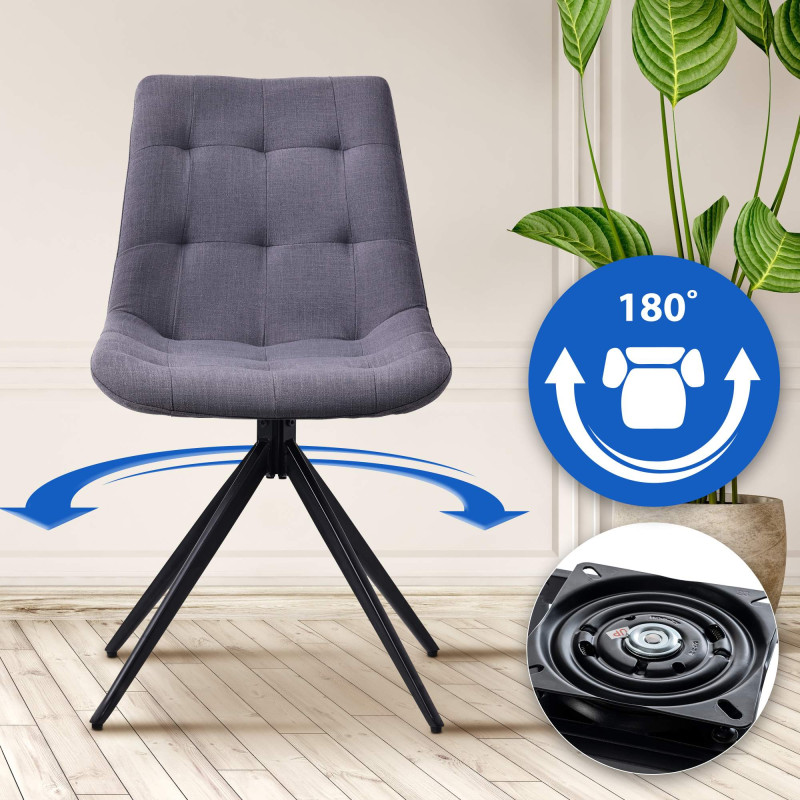 Chaise de salle à manger en tissu Merna gris foncé