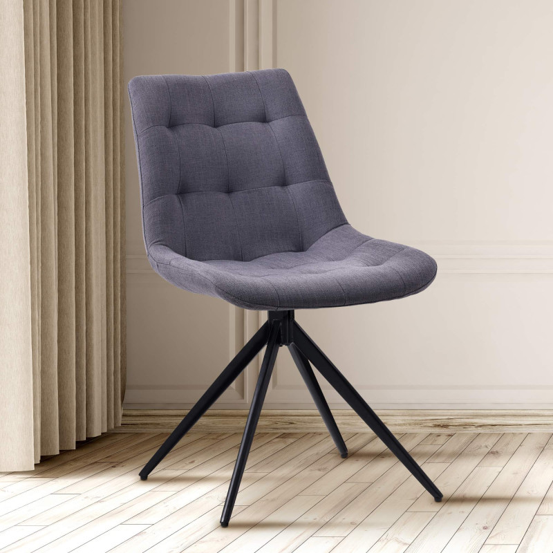 Chaise de salle à manger en tissu Merna gris foncé