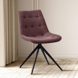 Chaise de salle à manger en tissu Merna brun