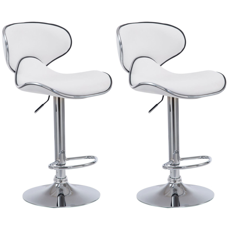 Lot de 2 tabourets de bar Las Vegas V2 simili cuir chromé blanc